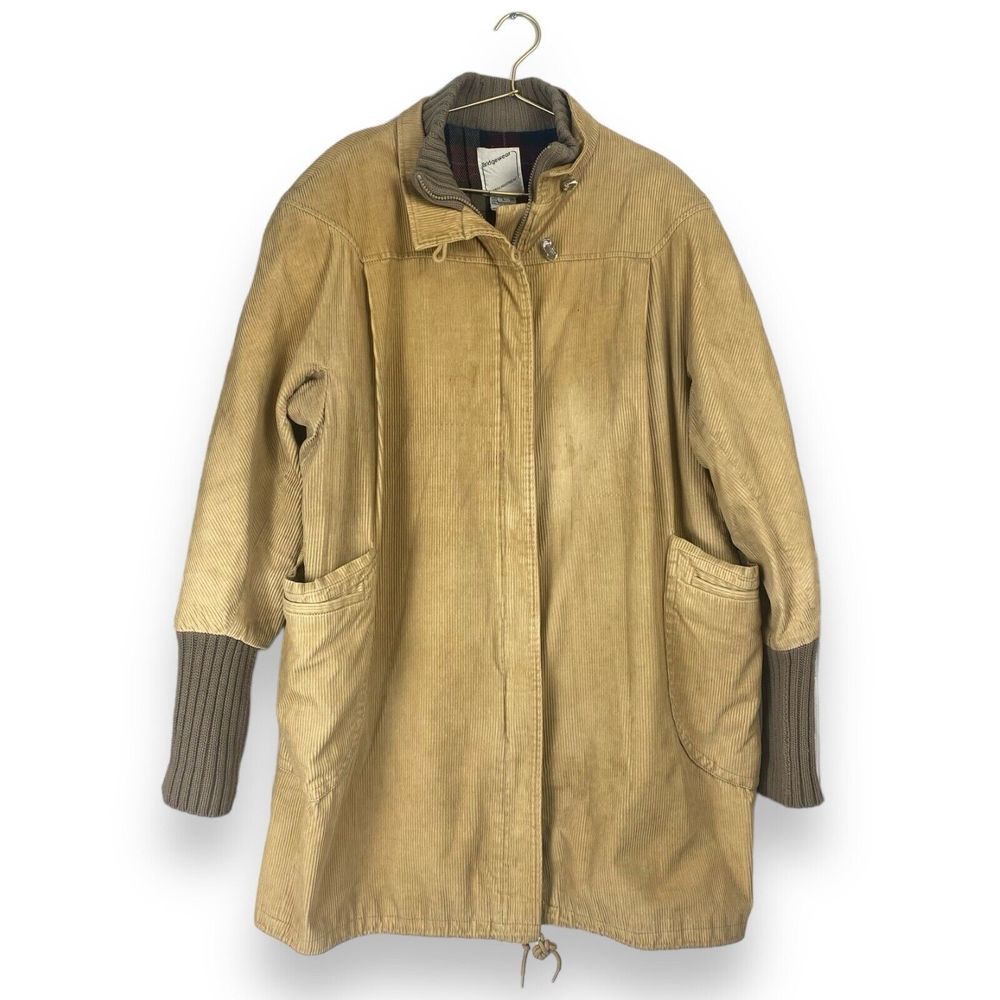 Bridgewear Vintage Coat Jacket Womens L Corduroy Tan Zip‎ 642